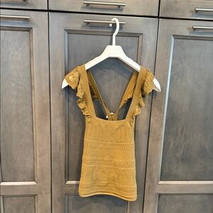Sézane Mustard Crochet Camisole
